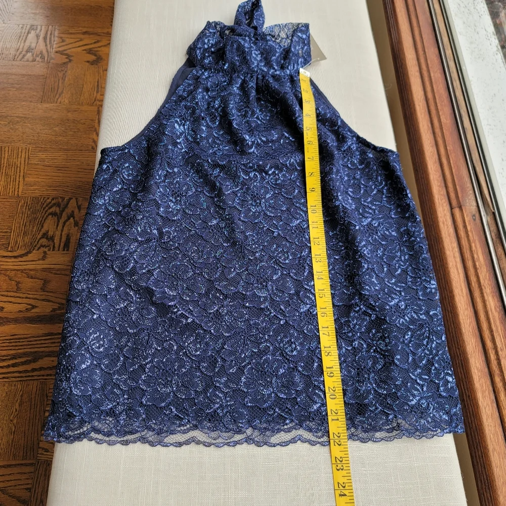 New! J CREW sz XS X-Small Halter Top Navy Blue Metallic NWT